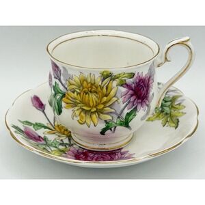 Royal Albert Flower of the Month Chrysanthemum Tea Cup Saucer Bone China England